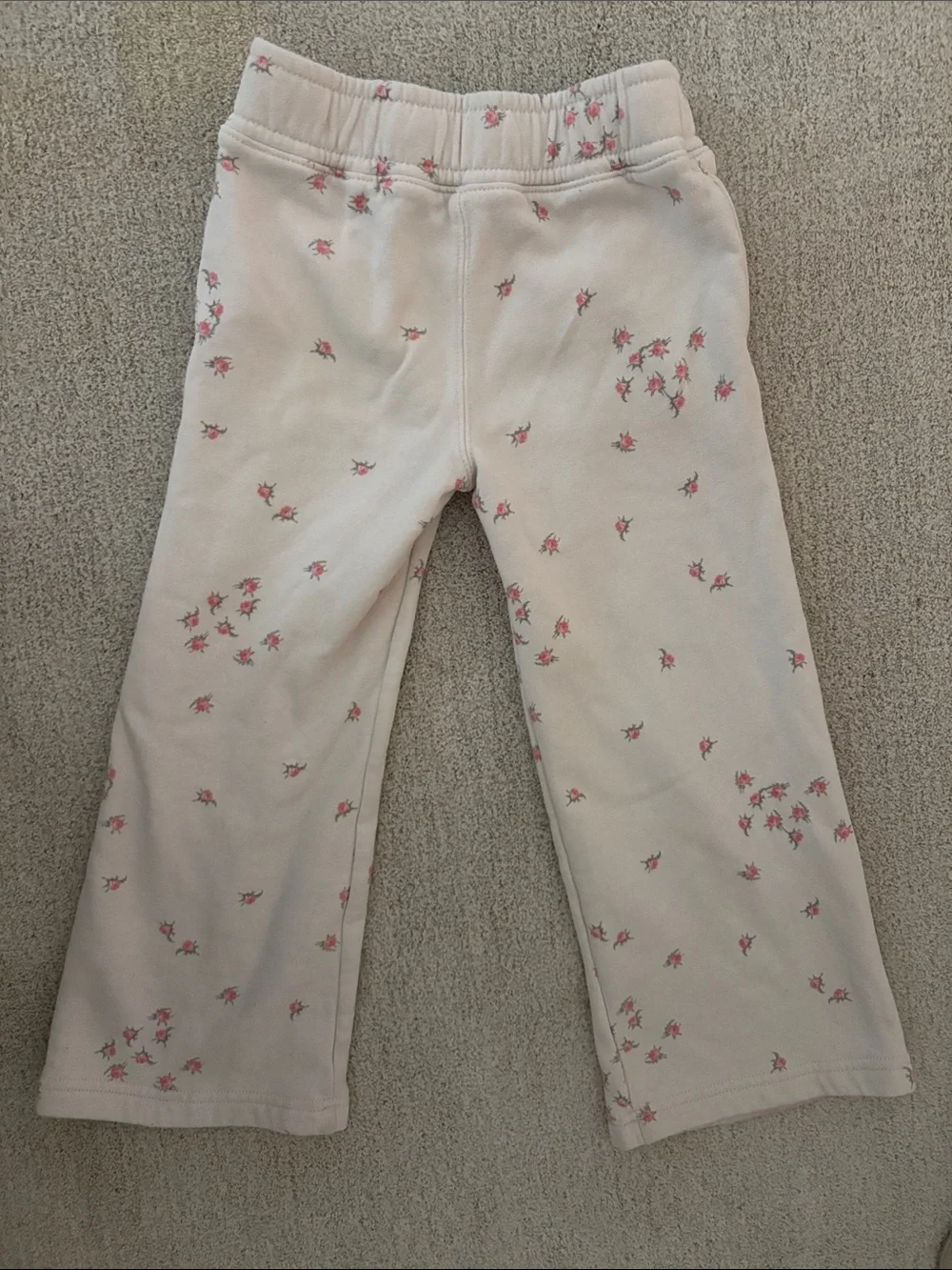 abercrombie kids Cream Sweatpants with Pink Floral Print